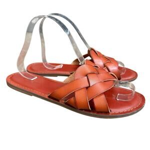 American Eagle Outfitters Brown Woven Strap Flat Slide Sandals size 8